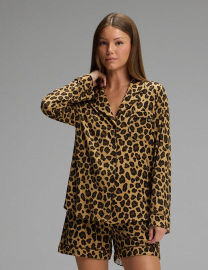 Women's Bamboo Stretch-Knit Long Sleeve & Short Pajama Set